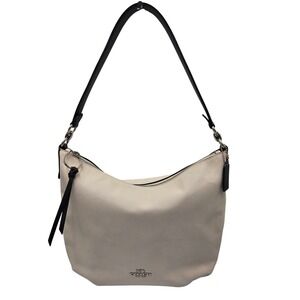 Coach Skylar Hobo Bag Chalk White Black Pebbled Leather Shoulder Bag